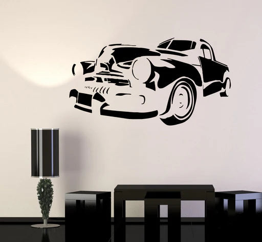 Classic Vintage Car Silhouette Wall Decal | Retro Automobile Art Marif Creation