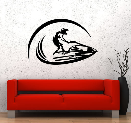 Dynamic Jet Ski Rider Vinyl Wall Decal | Water Sports Action Art Marif Creation