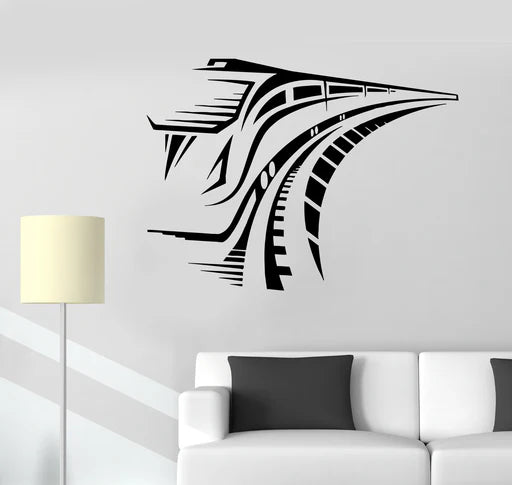 Sleek High-Speed Car Abstract Vinyl Wall Decal | Modern Locomotive Art Marif Creation