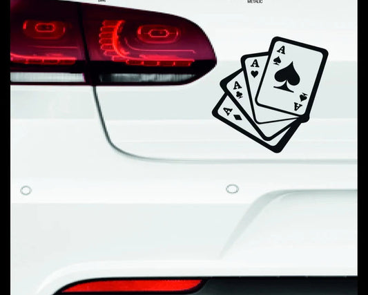 FOUR ACES Cards  Vinyl Decal – Car & Motorcycle Window Bumper Sticker Marif Creations