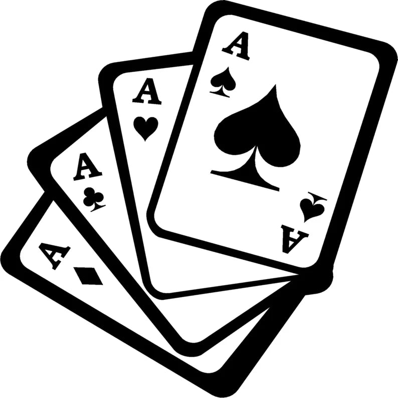 FOUR ACES Cards  Vinyl Decal – Car & Motorcycle Window Bumper Sticker Marif Creations