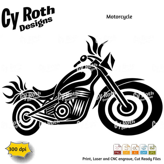 Tribal Flame Motorcycle Vinyl Wall Decal | Custom Chopper Art for Garage & Man Cave (Copy) Marif Creation