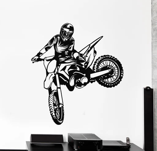 Dynamic Motocross Rider Jump Wall Decal | Extreme Sports Vinyl Art Marif Creation