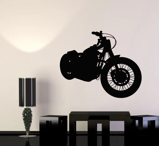 Classic Motorcycle Silhouette Wall Decal | Black Vinyl Art for Enthusiasts Marif Creation