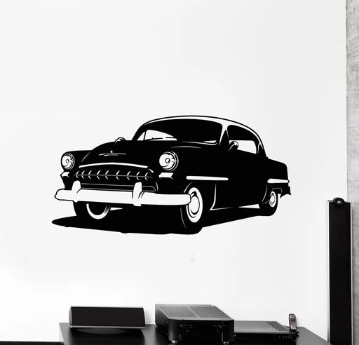 Classic Vintage Car Silhouette Wall Decal | Retro Automotive Art Marif Creation