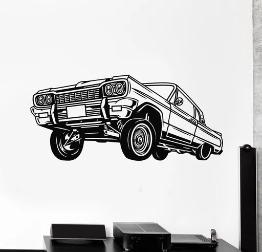 Classic Lowrider Car Vinyl Wall Decal | Vintage Automobile Art Marif Creation