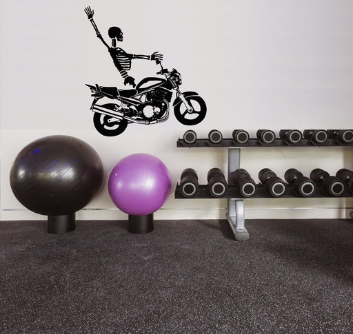 Skeleton Biker Wall Decal | Motorcycle Rider Vinyl Art for Gym/Man Cave Marif Creation