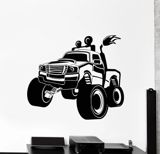 Dynamic Monster Truck Wall Decal | Kids Room Off-Road Vehicle Art Marif Creation