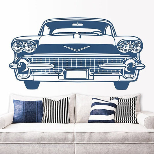 Iconic 50s Classic Car Front View Wall Decal | Vintage Automobile Home Decor Marif Creation