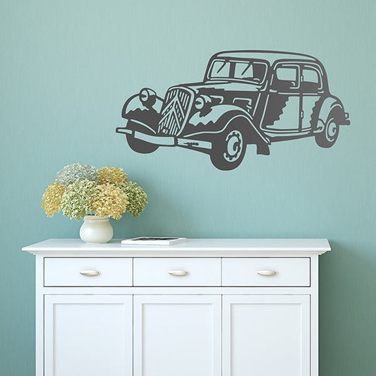 Classic Vintage Car Silhouette Wall Decal | Retro Automotive Art Marif Creation