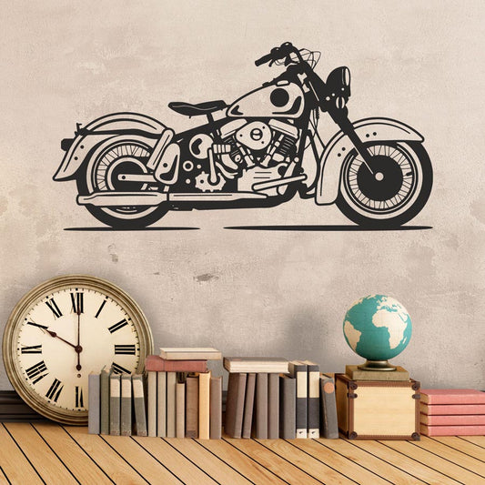 Vintage Motorcycle Wall Decal | Classic Retro Bike Silhouette Art Marif Creation