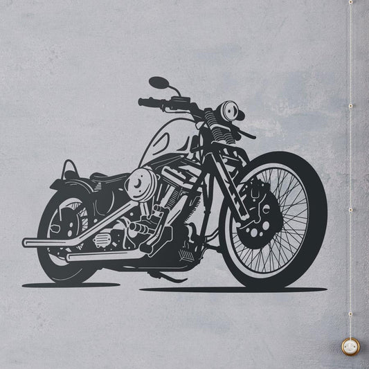 Detailed Classic Cruiser Motorcycle Vinyl Wall Decal | Biker Art Decor Marif Creation