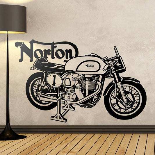 Vintage Norton Motorcycle Wall Decal | Classic Racer Vinyl Art Marif Creation