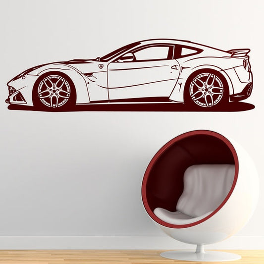 Exotic Sports Car Outline Vinyl Wall Decal | Luxury Automotive Art Marif Creation