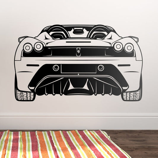 Luxury Sports Car Rear View Vinyl Wall Decal | High-Performance Automotive Art Marif Creation