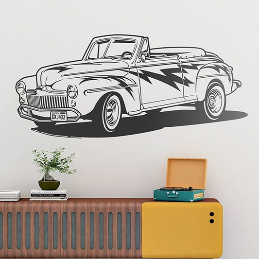 Vintage Hot Rod Convertible Car Wall Decal | Classic Automotive Art Sticker Marif Creation