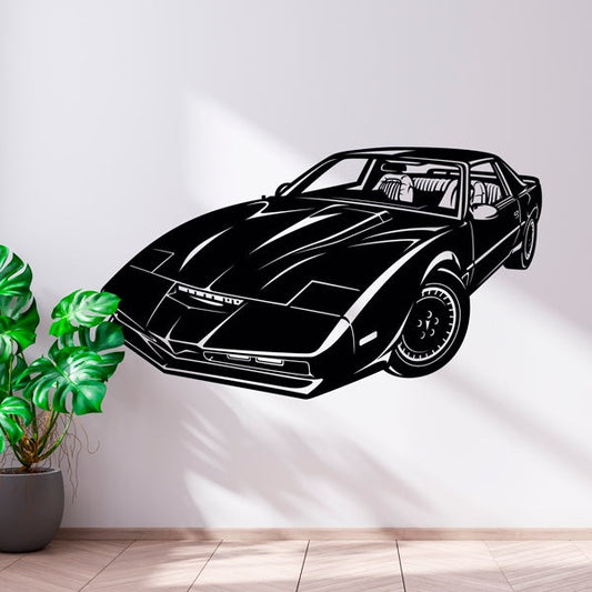 Iconic 80s K.I.T.T. Car Silhouette Wall Decal | Retro Vehicle Art Marif Creation