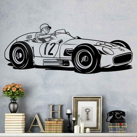Vintage Grand Prix Race Car Wall Decal | Classic Racing Driver Vinyl Art Marif Creation