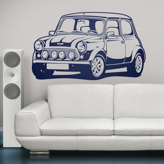 Classic Mini Cooper Car Wall Decal | Vintage Automotive Vinyl Art Marif Creation