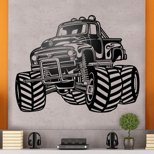 Vintage Monster Truck Wall Decal | Classic Off-Road Pickup Art Marif Creation