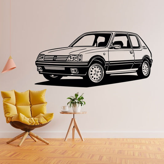 Peugeot 205 GTI Classic Car Vinyl Wall Decal | Retro Automotive Art Marif Creation