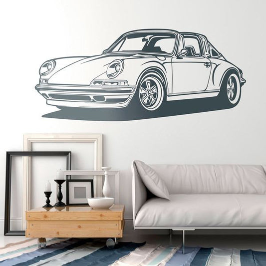 Vintage Porsche 911 Targa Style Wall Decal | Classic Sports Car Vinyl Art Marif Creation