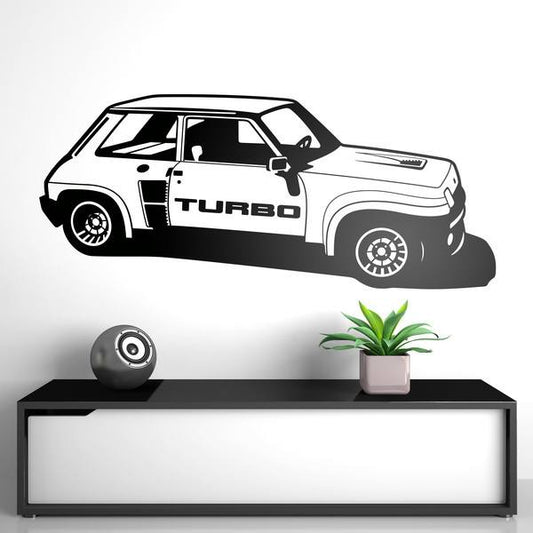 Iconic Renault 5 Turbo Car Silhouette Wall Decal | Vintage Automotive Vinyl Art Marif Creation