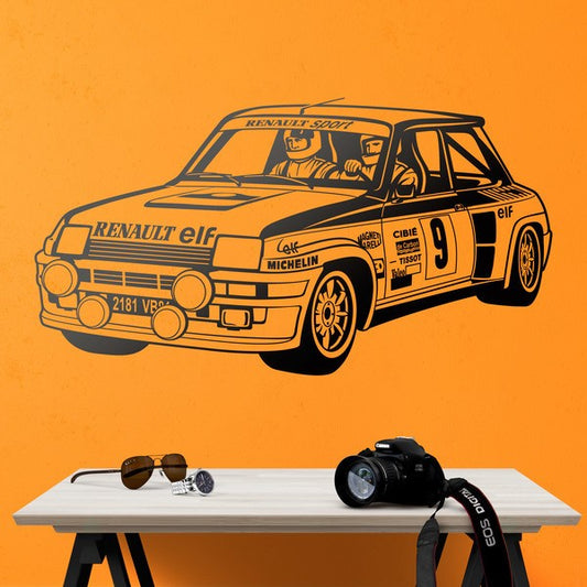 Classic Renault 5 Turbo Rally Car Wall Decal | Vintage Racing Automotive Art Marif Creation