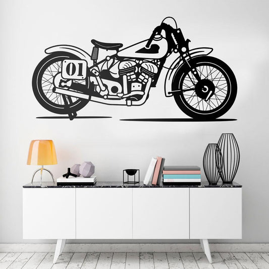 Vintage Classic Motorcycle Wall Decal | Retro Bike Silhouette Art Marif Creation