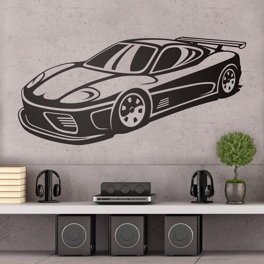 Sleek Sports Car Silhouette Wall Decal | High-Performance Automotive Vinyl Art Marif Creation