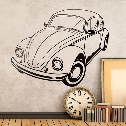 Classic Volkswagen Beetle Wall Decal | Retro Car Outline Vinyl Art Marif Creation