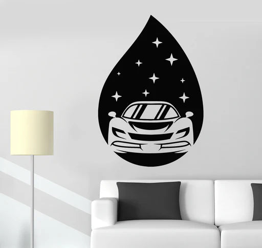 Sleek Sports Car & Stars Night Sky Vinyl Wall Decal | Automotive Dream Art Marif Creation