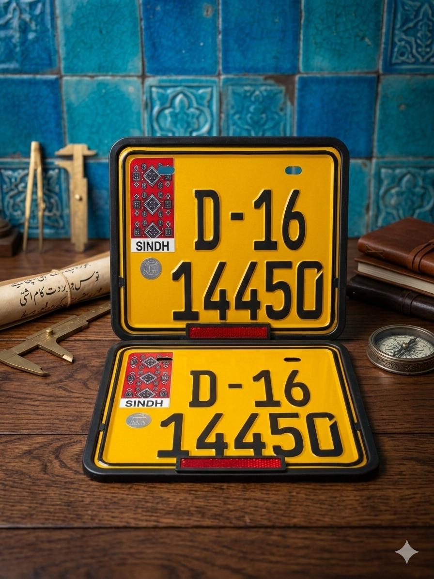 Rikshaw Sindh Ajrak Style Replica Upper side Embossed Number Plates (Rikshaw) My Store