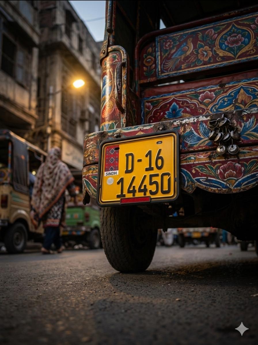 Rikshaw Sindh Ajrak Style Replica Upper side Embossed Number Plates (Rikshaw) My Store