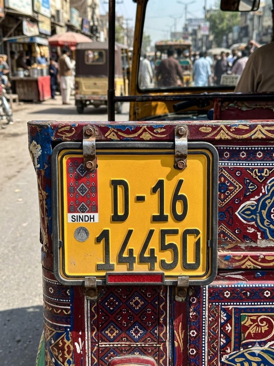 Rikshaw Sindh Ajrak Style Replica Upper side Embossed Number Plates (Rikshaw) My Store