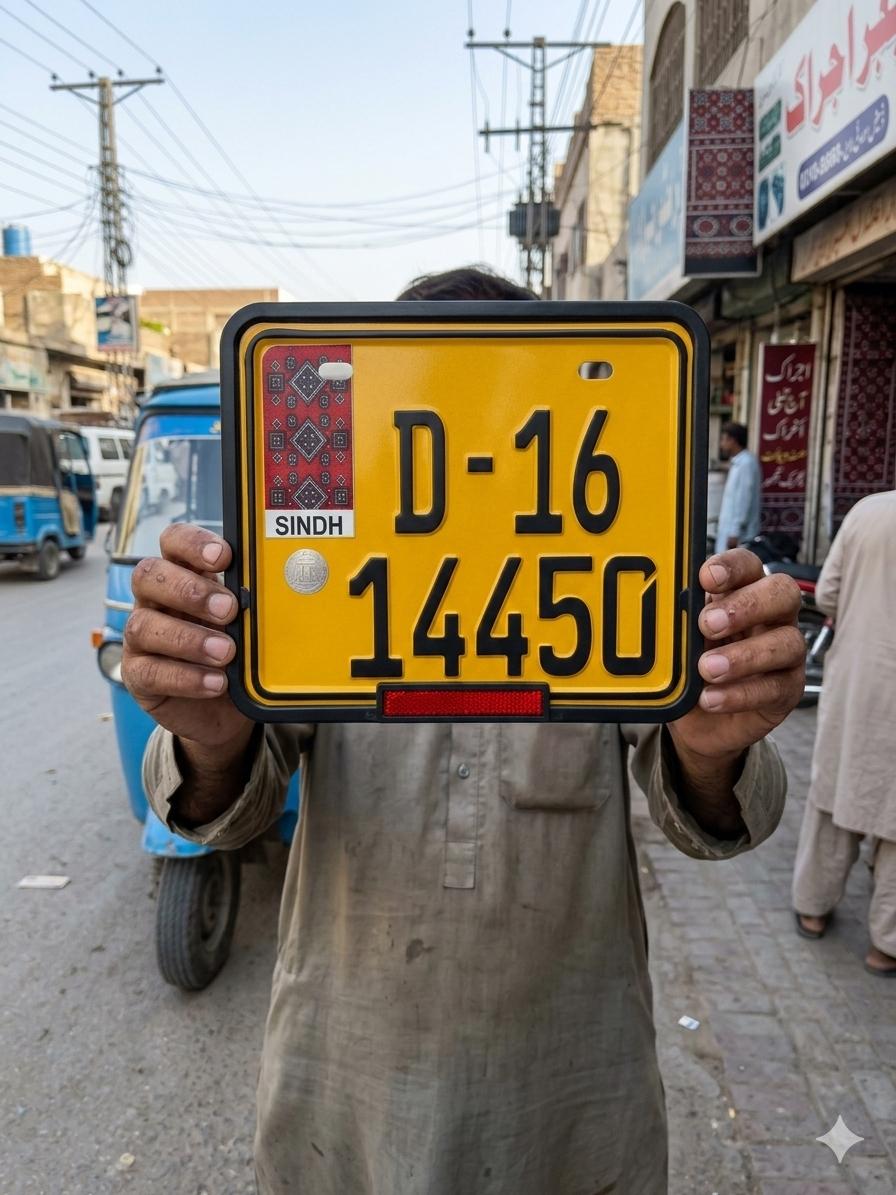 Rikshaw Sindh Ajrak Style Replica Upper side Embossed Number Plates (Rikshaw) My Store