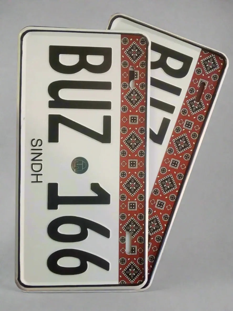 Sindh Ajrak New Style (White) Embossed Replica Number Plate - Marif Creations