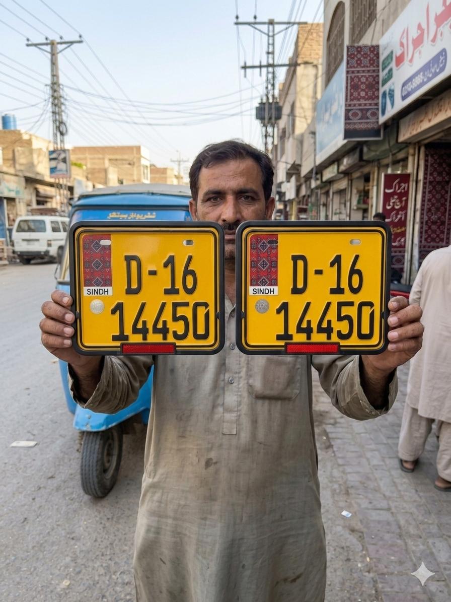 Rikshaw Sindh Ajrak Style Replica Upper side Embossed Number Plates (Rikshaw) My Store