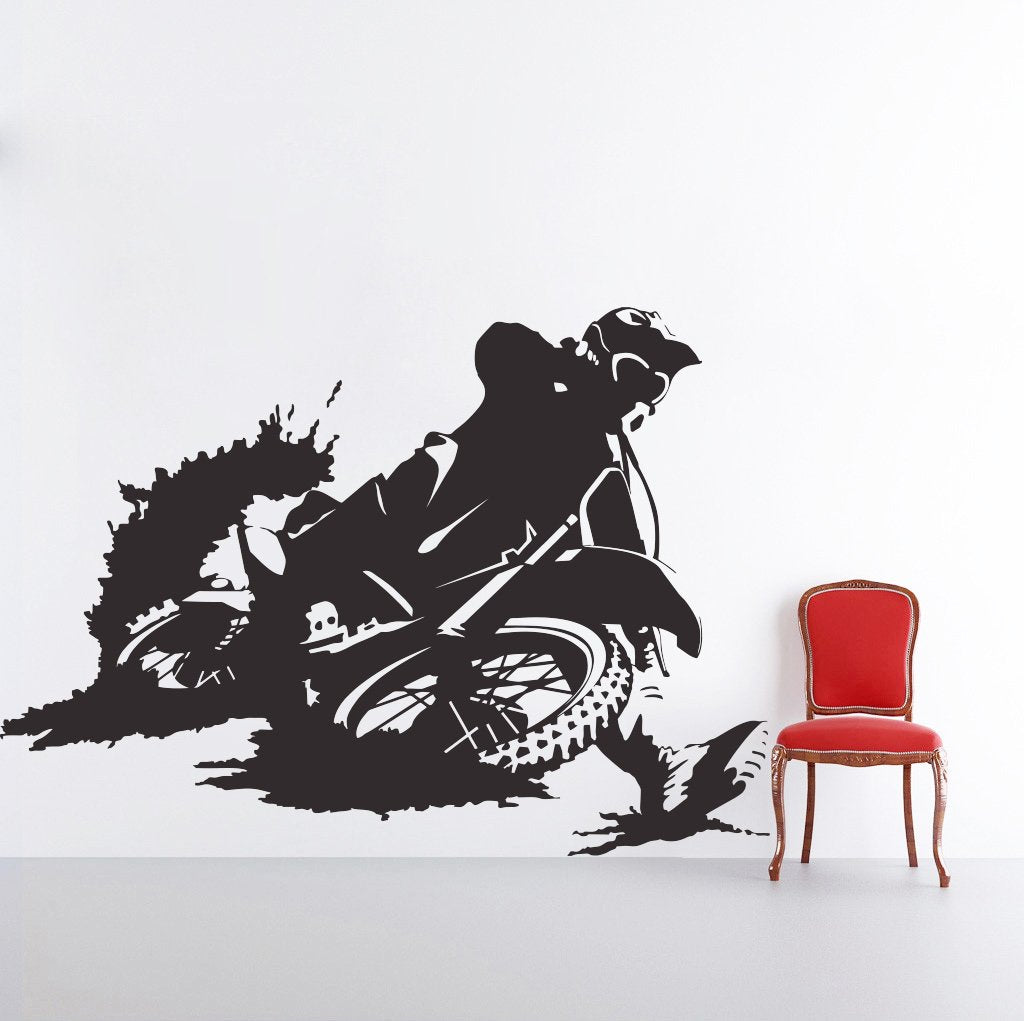 Dynamic Motocross Dirt Bike Rider Wall Decal | Extreme Sports Vinyl Ar ...