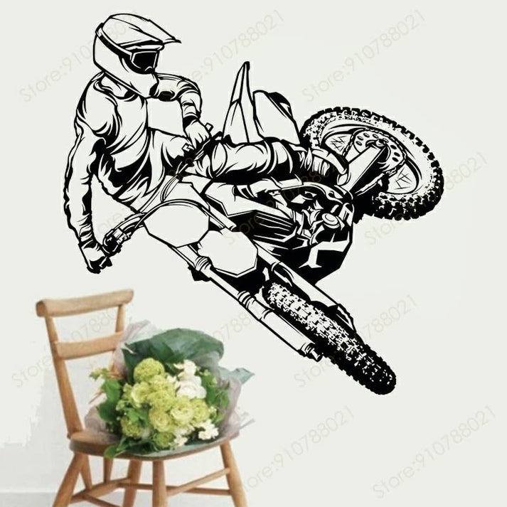 Dynamic Motocross Rider Dirt Bike Wall Decal | Extreme Sports Action A ...