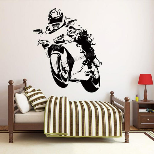 Aggressive Sport Motorcycle Racer Wall Decal | Lean Angle Racing Vinyl Art (Copy) Marif Creation