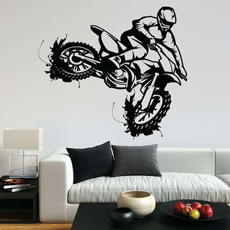 Dolo Rider Decal Dynamic Motocross Rider Wall Decal | Dirt Bike Extreme Action Vinyl Ar ...