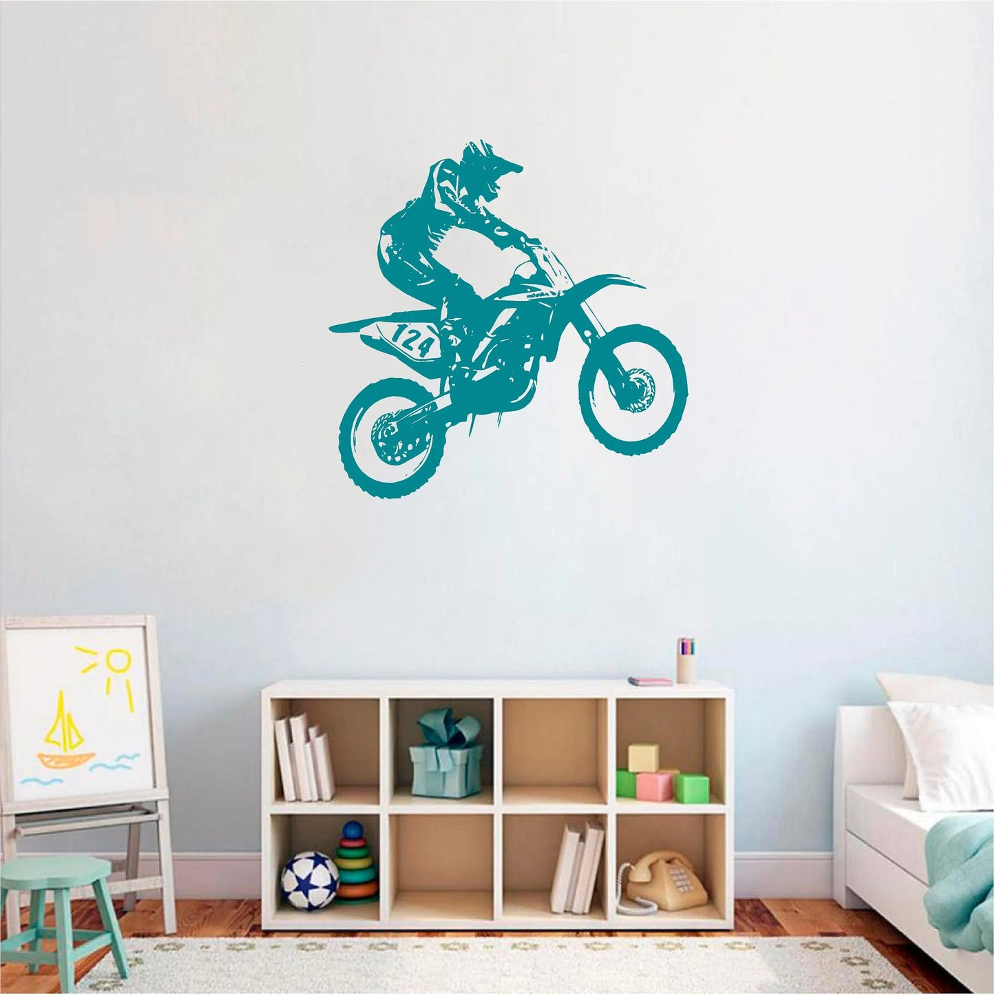 Dynamic Motocross Rider Jumping Wall Decal | Extreme Sports Vinyl Art