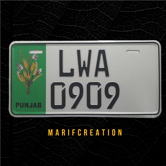 Premium Quality Punjab Style (White) Upper Side Embossed Replica Number Plate