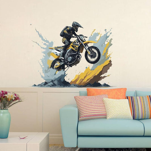 Epic Motocross Dirt Bike Jump Wall Decal | Dynamic Off-Road Adventure Art