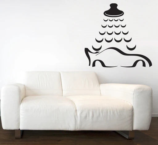 Playful Car Wash Shower Wall Decal | Humorous Automotive Vinyl Art Marif Creation