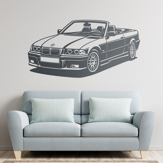 Classic BMW E36 Convertible Car Wall Decal | Premium Vinyl Automotive Art Marif Creation