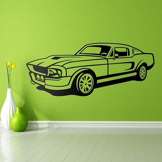 Classic Muscle Car Silhouette Wall Decal | Vintage Mustang Inspired Vinyl Art Marif Creation