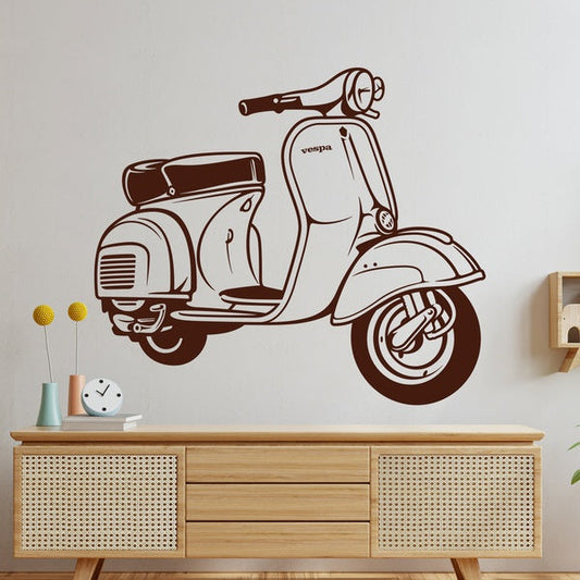 Vintage Vespa Scooter Wall Decal | Retro Italian Motorbike Art Marif Creation