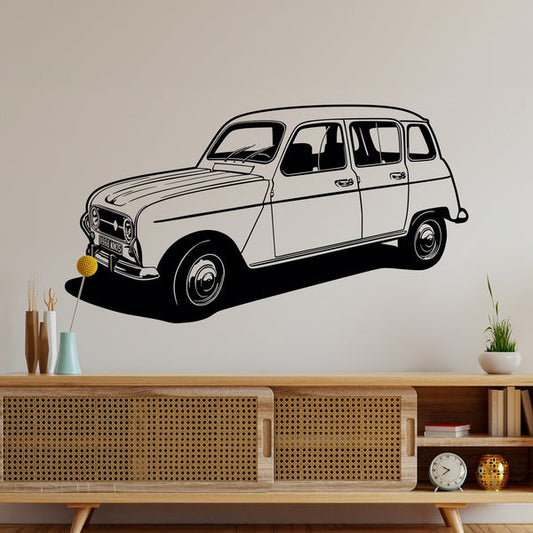 Vintage Renault 4 Style Car Wall Decal | Classic Automotive Vinyl Art Marif Creation